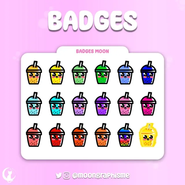 Planche de badges Twitch : Boba Moon
