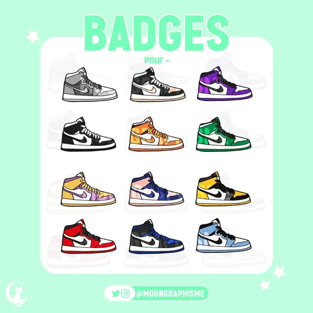 Planche de badges Twitch : Sneakers