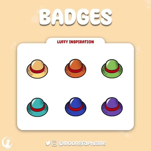 Planche de badges Twitch : Chapeaux Luffy