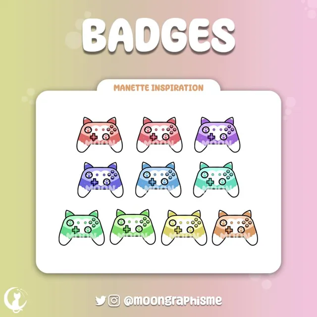 Planche de badges Twitch : Manettes chat