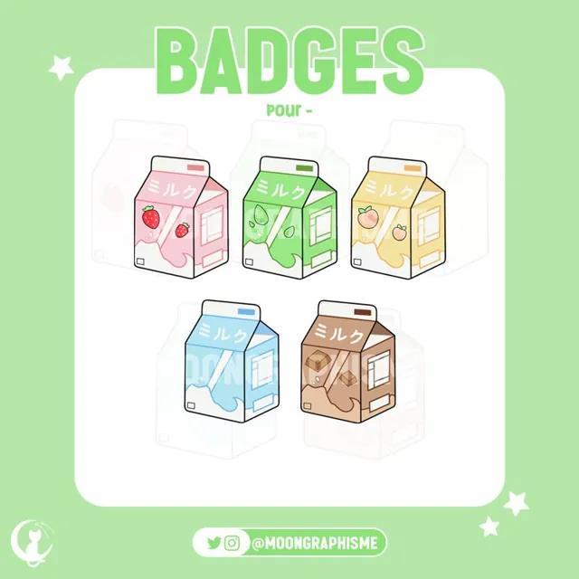 Planche de badges Twitch : Briques de lait