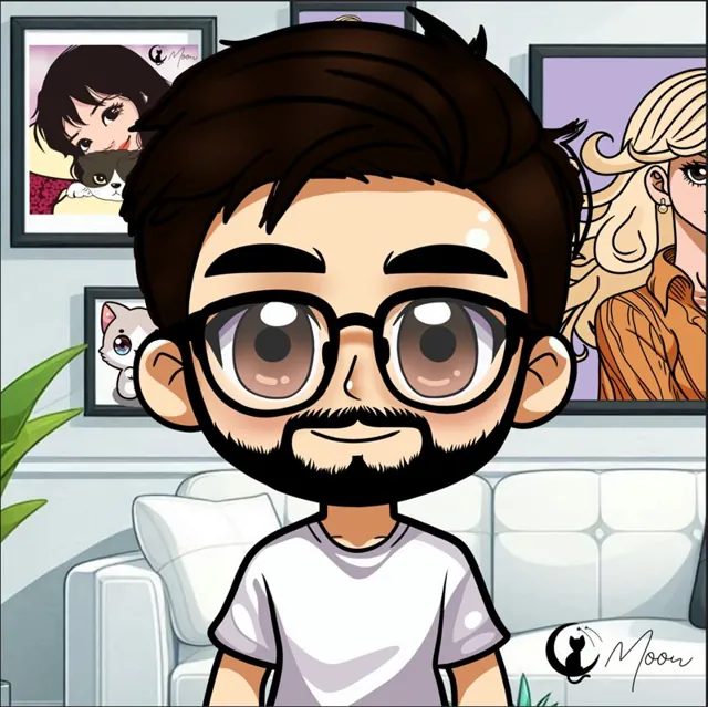 Avatar chibi d'un homme à lunettes et barbe